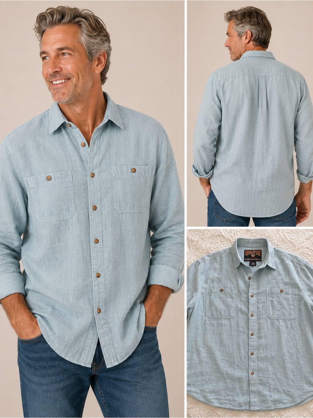 Duluth Trading Co Light Blue Casual Button-Down Shirt XLT